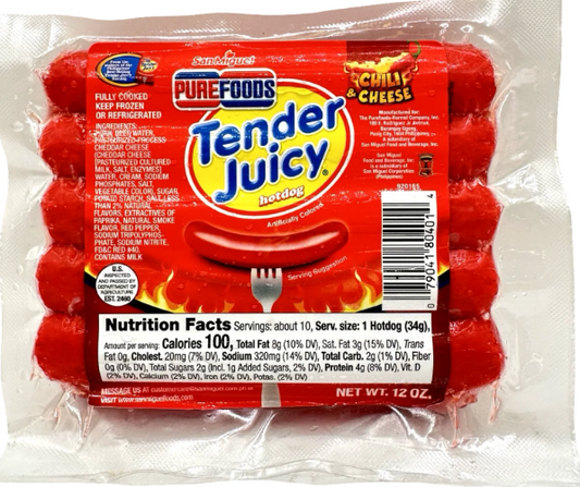 San Miguel Purefoods Cocktail Tender Juicy Hotdog 12 Oz