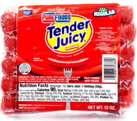 San Miguel Purefoods Tender Juicy Hotdog 12 Oz